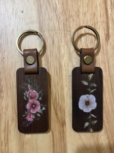 Assorted Flower Wooden Keychains