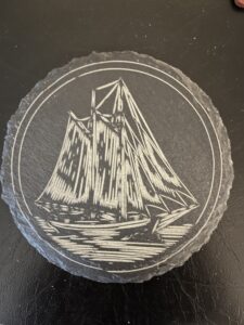 Slate Coaster Laser Engraved Schooner Boat