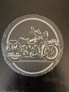 Slate Coaster Laser Engraved Old Motorcycle