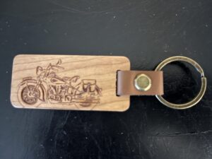 Wooden Keychain Laser Engraved Old Motorcycle